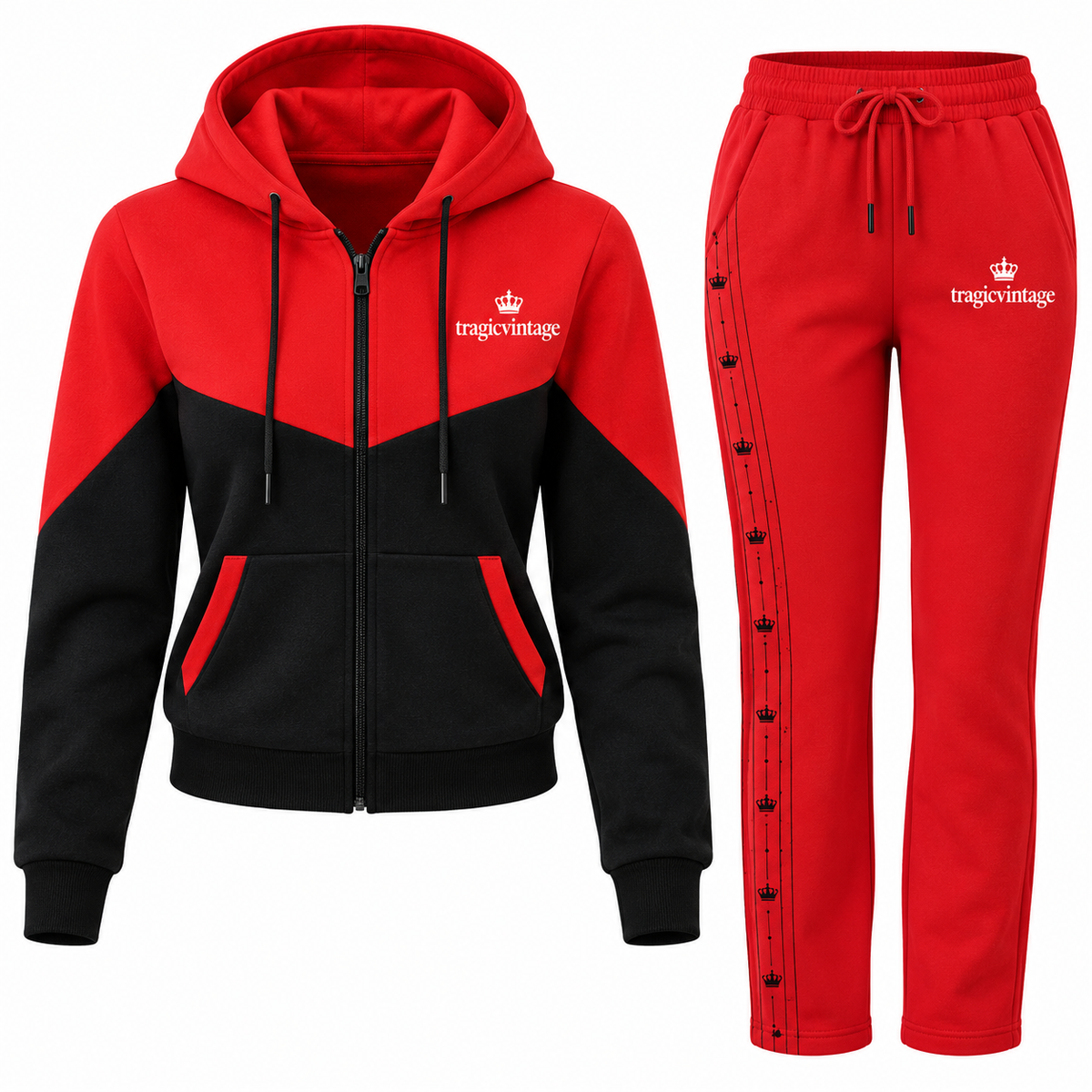Tragicvintage Red and Black Tracksuit Set