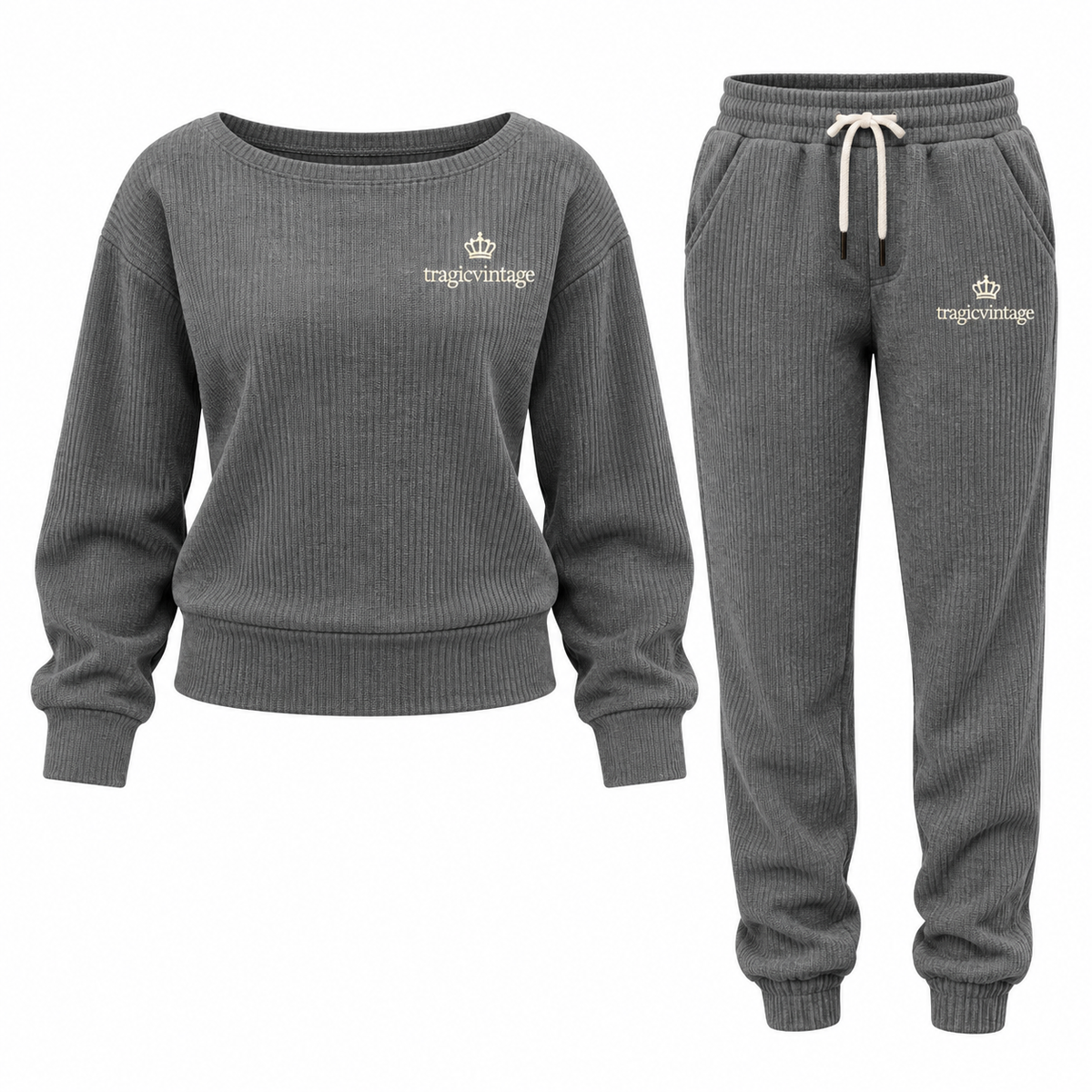 Tragicvintage Ribbed Two-Piece Lounge Set